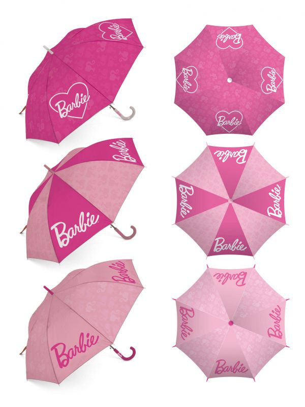 Paraguas de poliÉster de <span>barbie</span>, 8 paneles, diÁmetro 86cm, apertura automÁtica