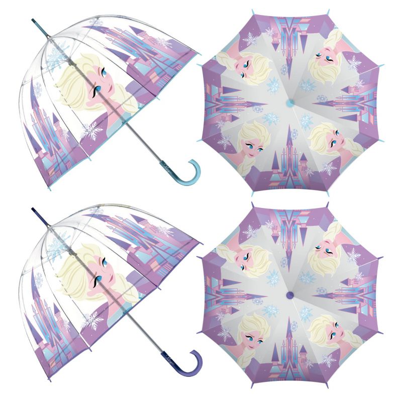 Paraguas de eva transparente de <span>frozen</span>, 8 paneles, diÁmetro 67cm, forma de burbuja, apertura manual