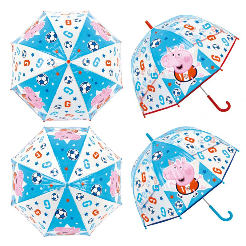 Paraguas de eva transparente de <span>george</span> pig, 8 paneles, diÁmetro 67cm, forma de burbuja, apertura manual