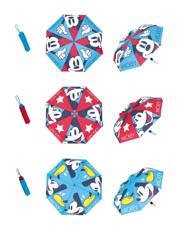 Paraguas de poliÉster plegable de mickey, 8 paneles, diÁmetro 96cm, apertura manual