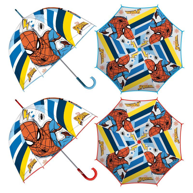 Paraguas de eva transparente de spiderman, 8 paneles, diÁmetro 67cm, forma de burbuja, apertura manual