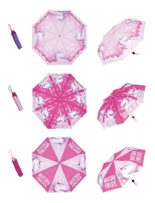 Paraguas de poliÉster <span>plegable</span> de unicornio, 8 paneles, diÁmetro 96cm, apertura manual
