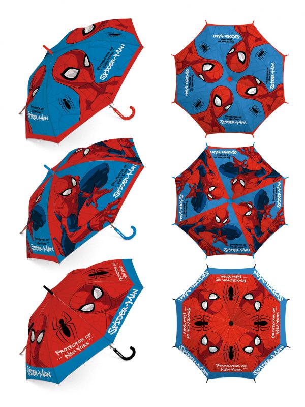 Paraguas de poliÉster de spiderman, 8 paneles, diÁmetro 86cm, apertura automÁtica