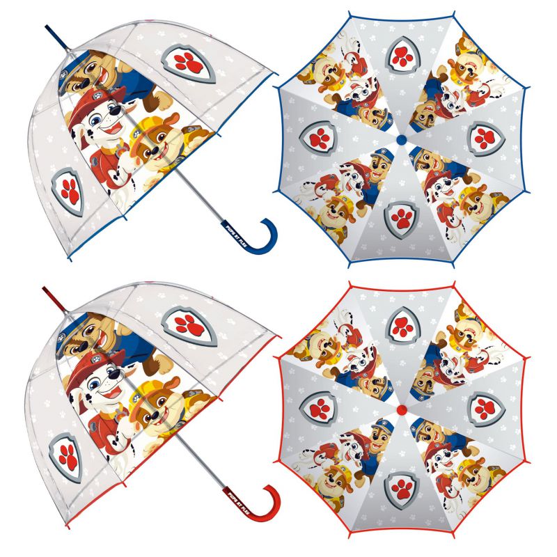 Paraguas de eva transparente de patrulla canina, 8 paneles, diÁmetro 67cm, forma de <span>burbuja</span>, apertura manual
