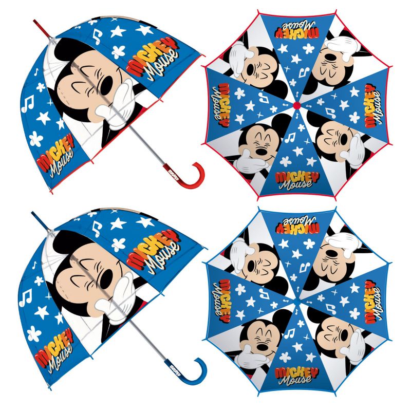 Paraguas de eva transparente de mickey, 8 paneles, diÁmetro 67cm, forma de <span>burbuja</span>, apertura manual
