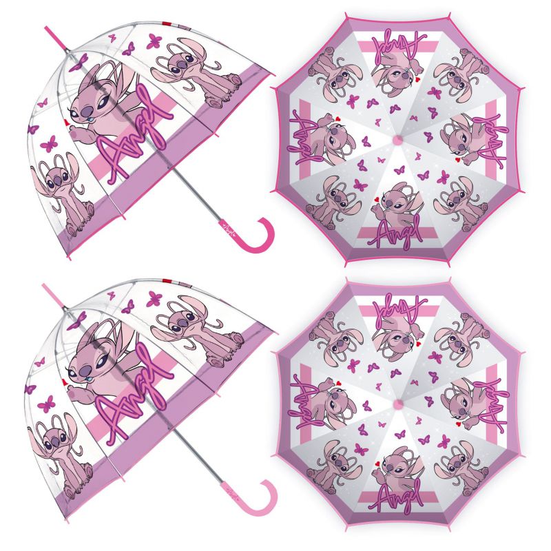 Paraguas de eva transparente de lilo & stitch, 8 paneles, diÁmetro 67cm, forma de <span>burbuja</span>, apertura manual