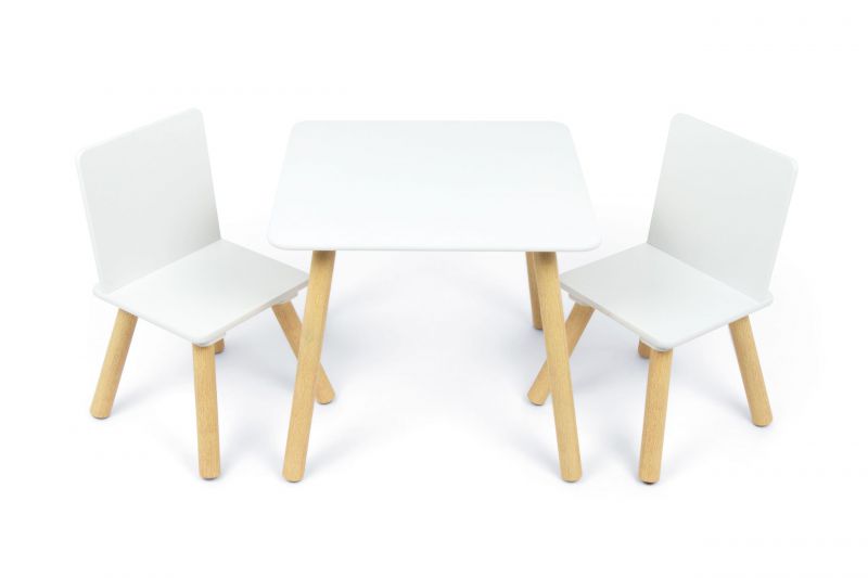 Set de mesa (50x50x44cm) y 2 sillas (26.5x26.5x50cm) de madera de kids