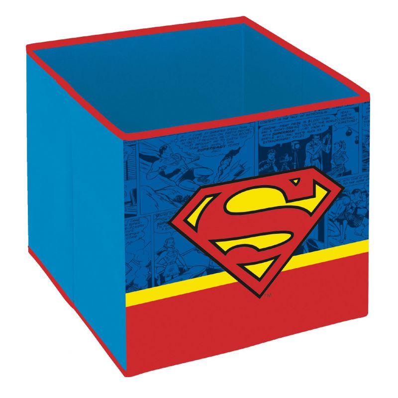 Contenedor - organizador textil con forma de cubo plegable de 31x31x31cm de superman