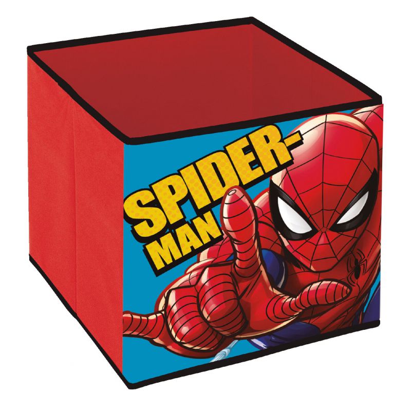 Contenedor - organizador textil con forma de cubo plegable de 31x31x31cm de spiderman