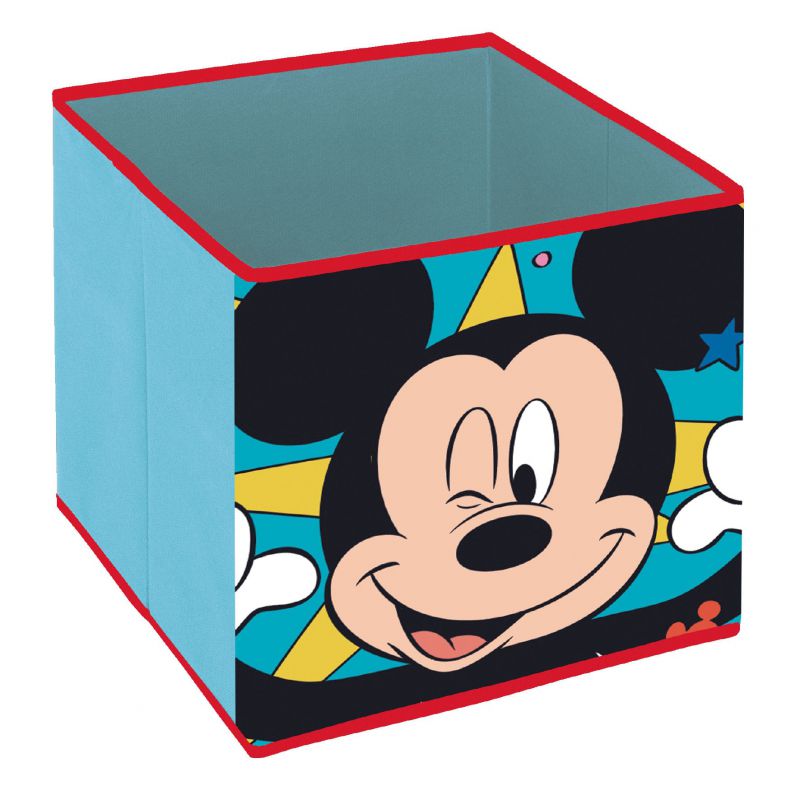 Contenedor - organizador textil con forma de cubo plegable de 31x31x31cm de mickey