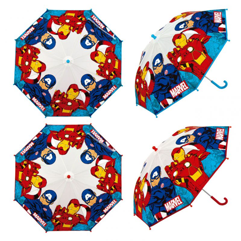 Paraguas de eva transparente de vengadores, 8 paneles, diÁmetro 82cm, apertura manual