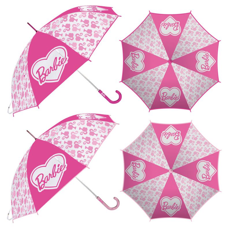 Paraguas de eva transparente de barbie, 8 paneles, diÁmetro 82cm, apertura manual