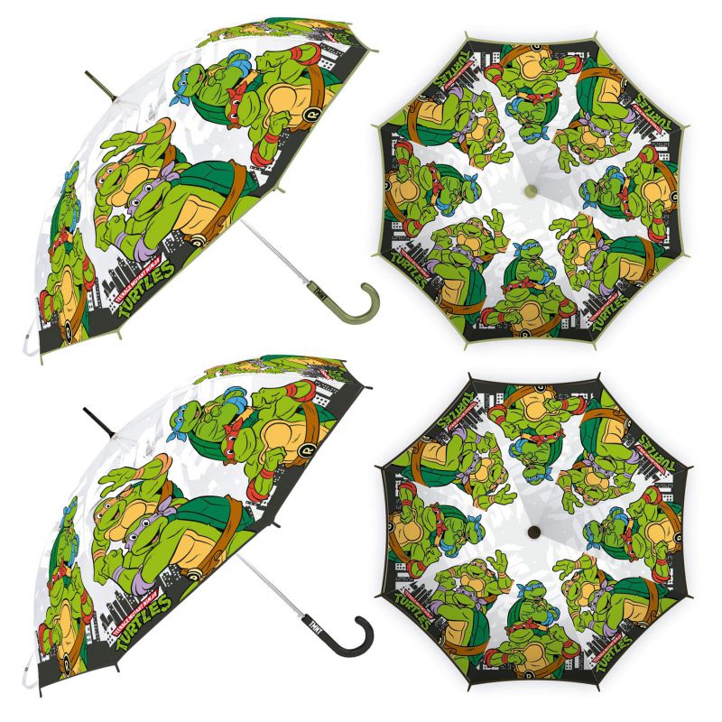 Paraguas de eva transparente de tortugas ninja, 8 paneles, diÁmetro 82cm, apertura manual