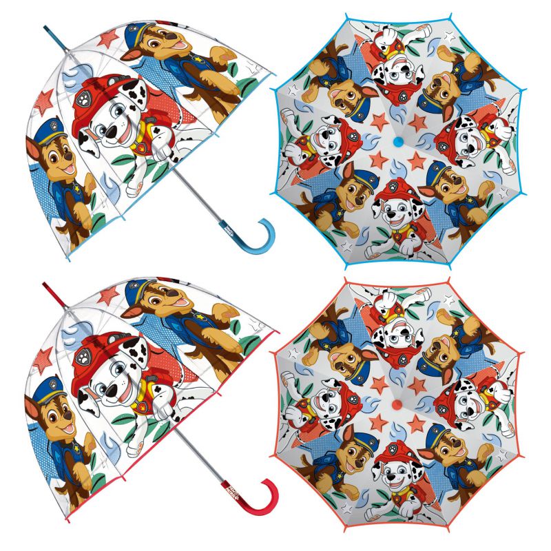 Paraguas de eva transparente de patrulla canina, 8 paneles, diÁmetro 67cm, forma de burbuja, apertura manual