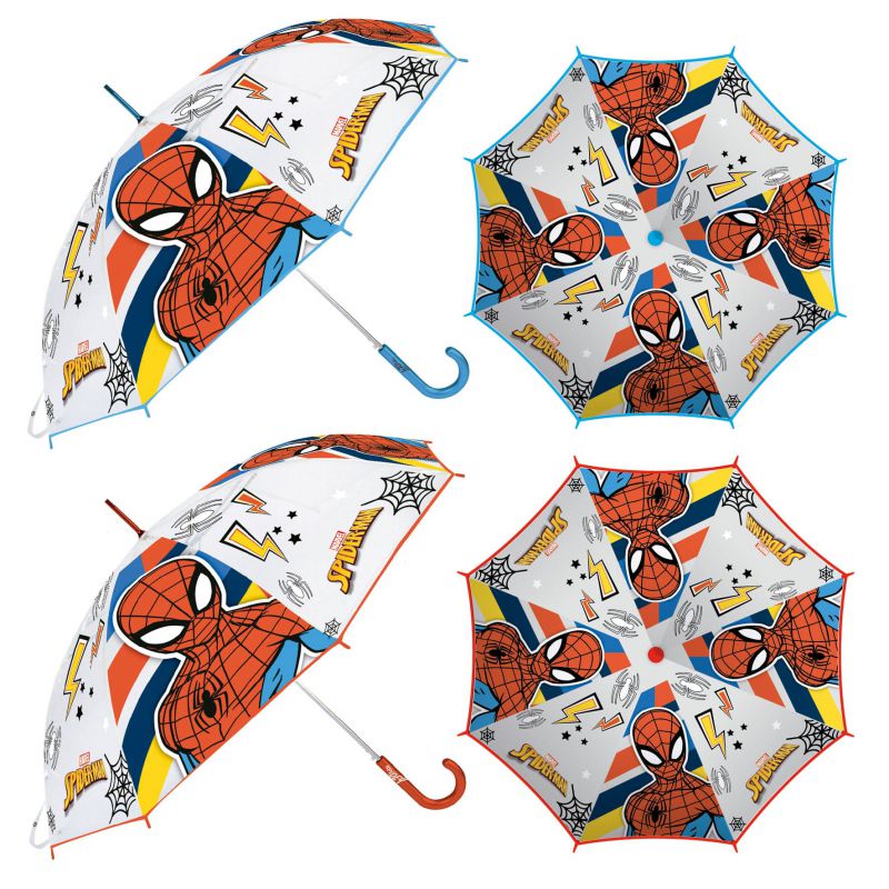 Paraguas de eva transparente de spiderman, 8 paneles, diÁmetro 82cm, apertura manual