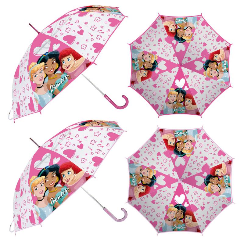 Paraguas de eva transparente de princesas, 8 paneles, diÁmetro 82cm, apertura manual